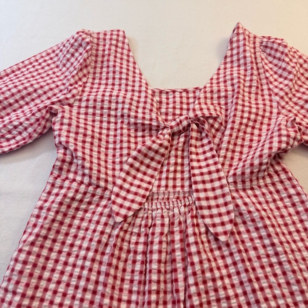 LOFT Red Checkered Gingham Woman’s Mini Dress 14 - Picture 7 of 8